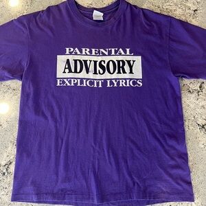 Vintage 90s Parental Advisory Purple T-shirt